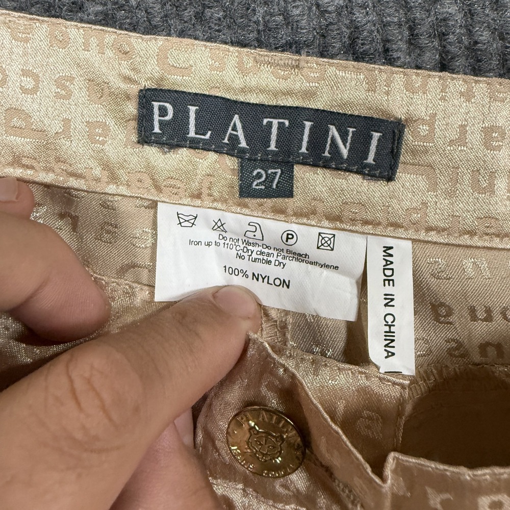 Platini Jeans Cougar Monogram Print Bootcut Jeans Womens 27 Cream NWT - Picture 8 of 9
